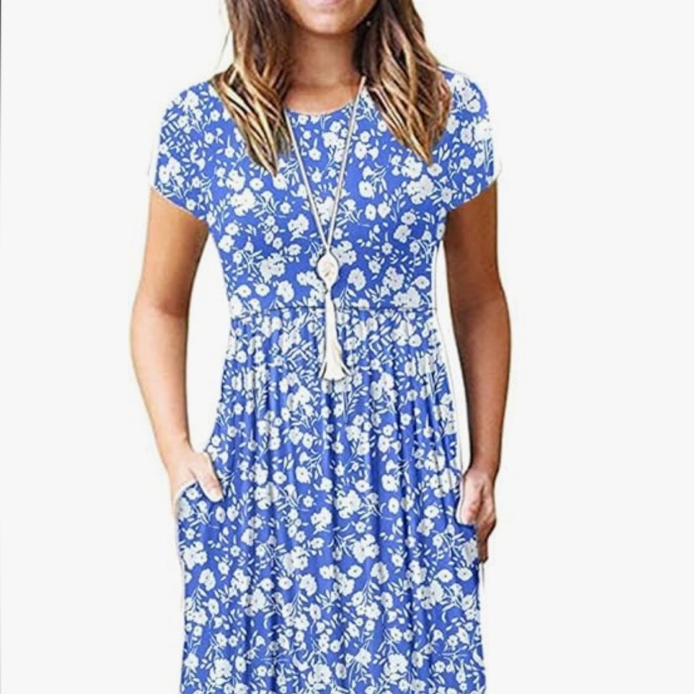 Blue and White Floral Maxi Dress